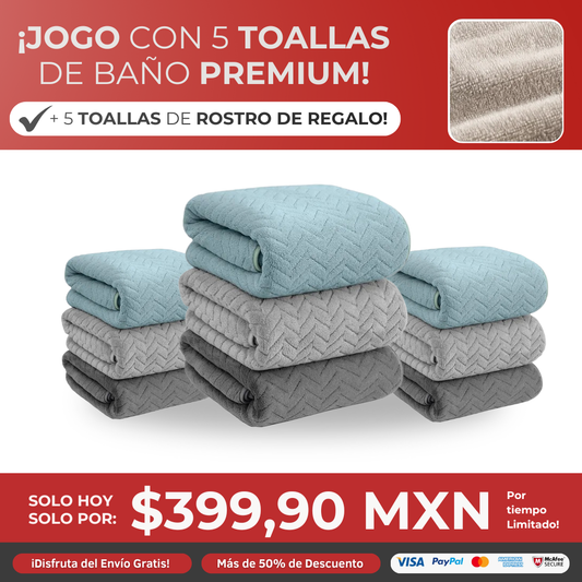 Kit Casa Shop con Toallas de Baño + Toallas de Rostro de Regalo