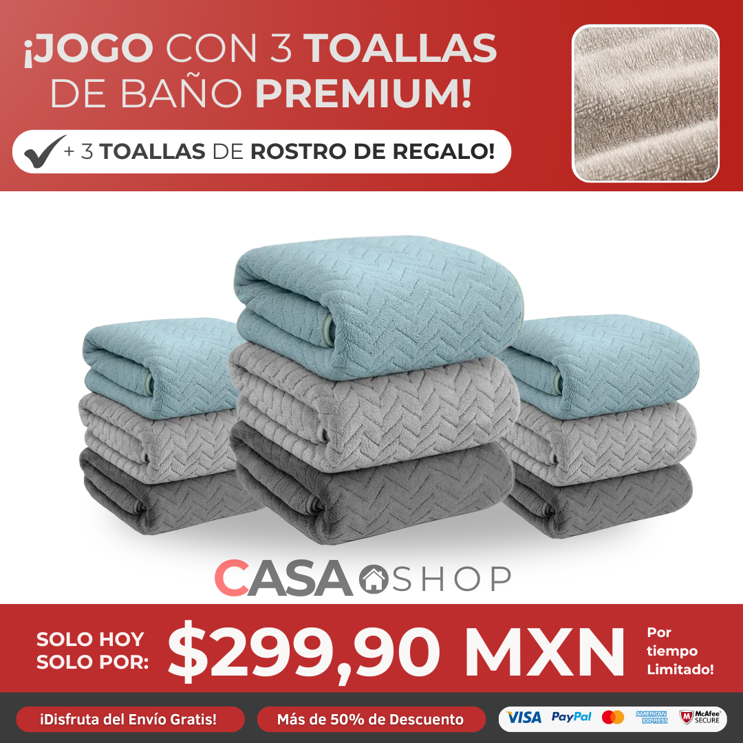 Kit Casa Shop con Toallas de Baño + Toallas de Rostro de Regalo