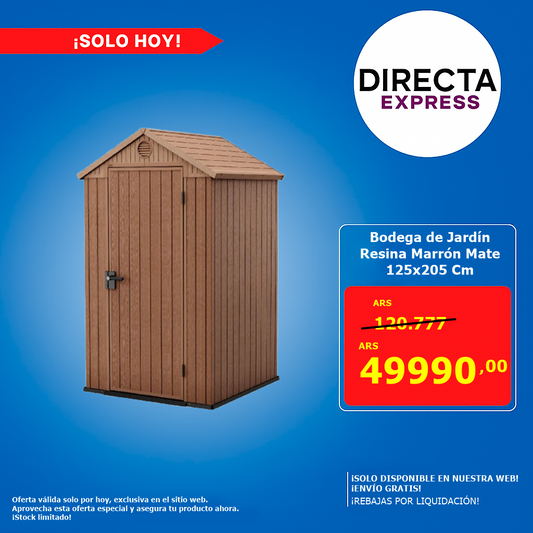 Bodega de Jardín Resina Marrón Mate 125x205 Cm