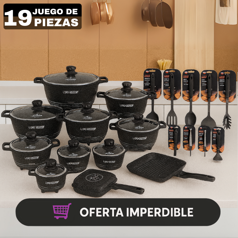 Conjunto de Ollas de Cerámica 19 Piezas Antiadherentes [ENVÍO GRATIS]