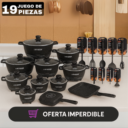 Conjunto de Ollas de Cerámica 19 Piezas Antiadherentes [ENVÍO GRATIS]