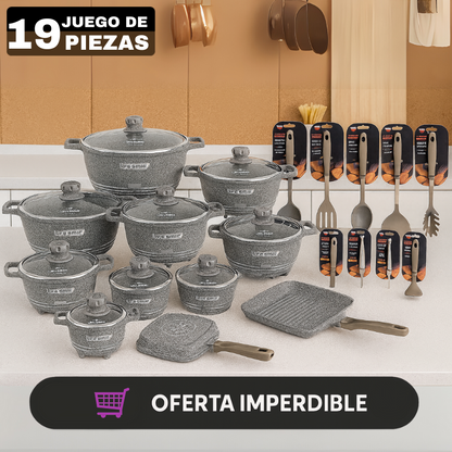Conjunto de Ollas de Cerámica 19 Piezas Antiadherentes [ENVÍO GRATIS]